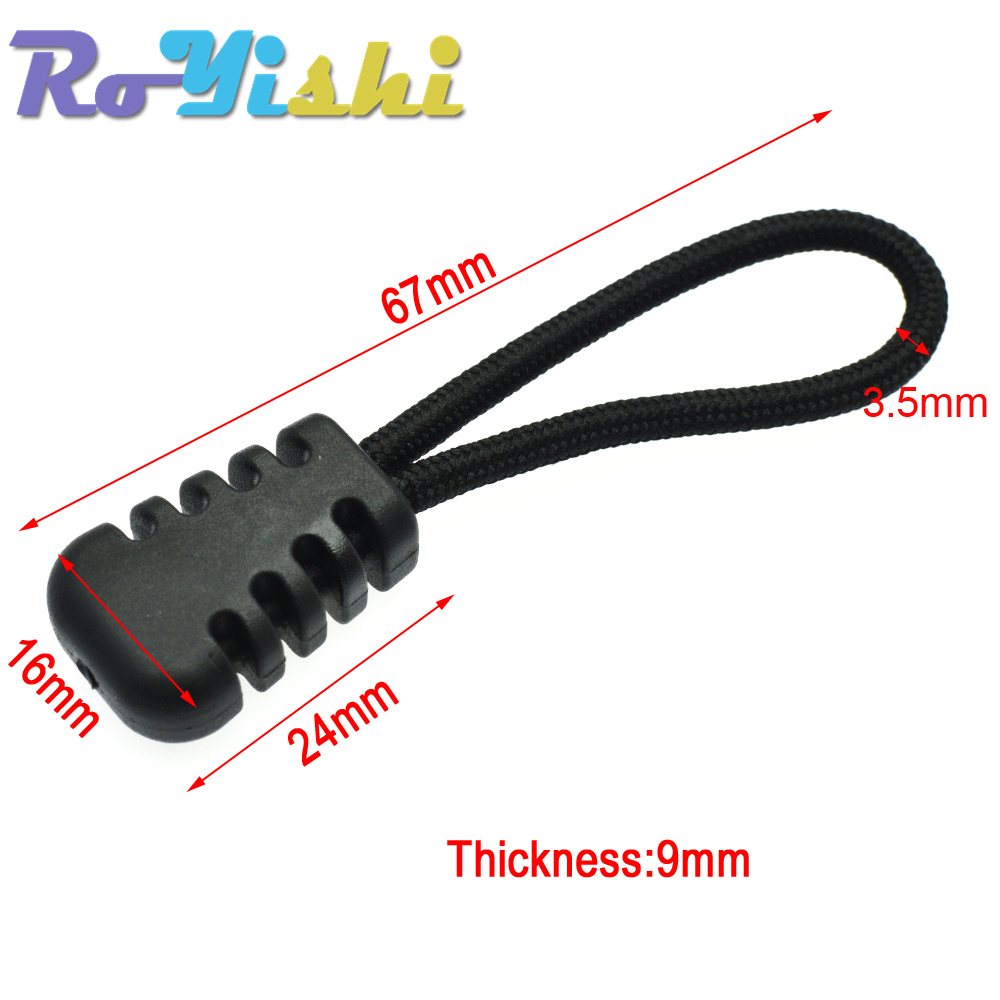 10 Pcs/Pack Zipper Pulls Cord Ends Strap Lariat Black For Apparel Accessories: Black Nickel