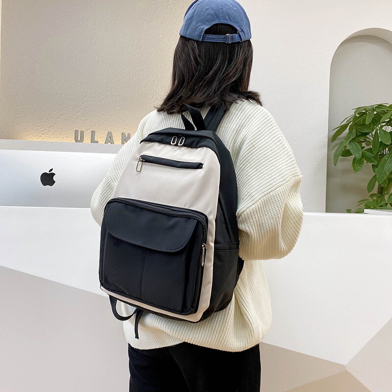 Damenrucksack aus Nylon in unifarben, großes fassungsvermöGen, wasserdicht, Ideal für reisen und als schultasche für Teenager-mädchen.