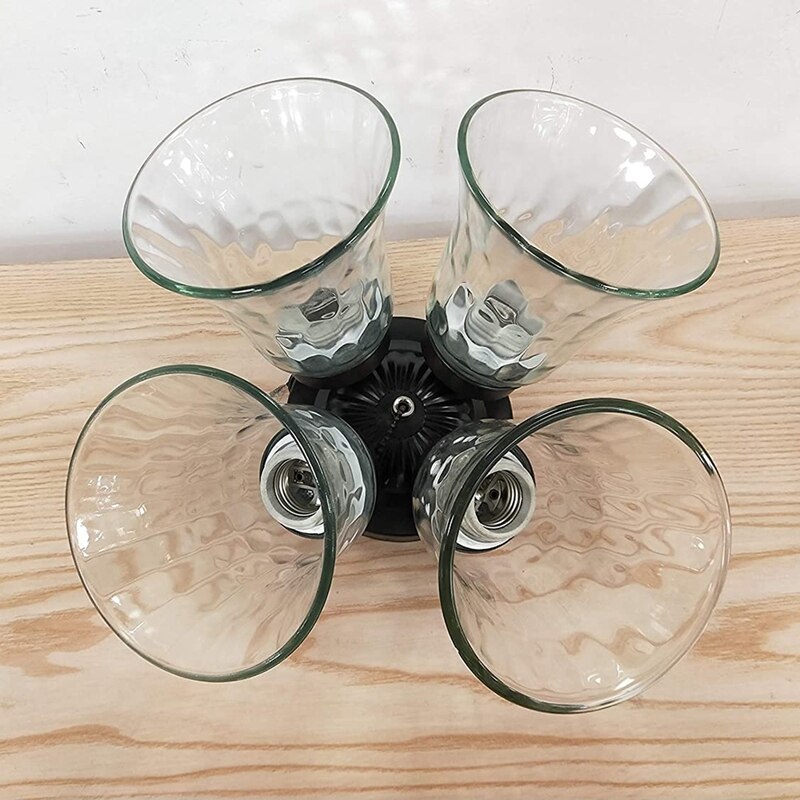 4PCS Ceiling Fan Light Covers, Glass Replacement Shades for Ceiling Fans,Light Fixtures with Decorative Hammered Finish