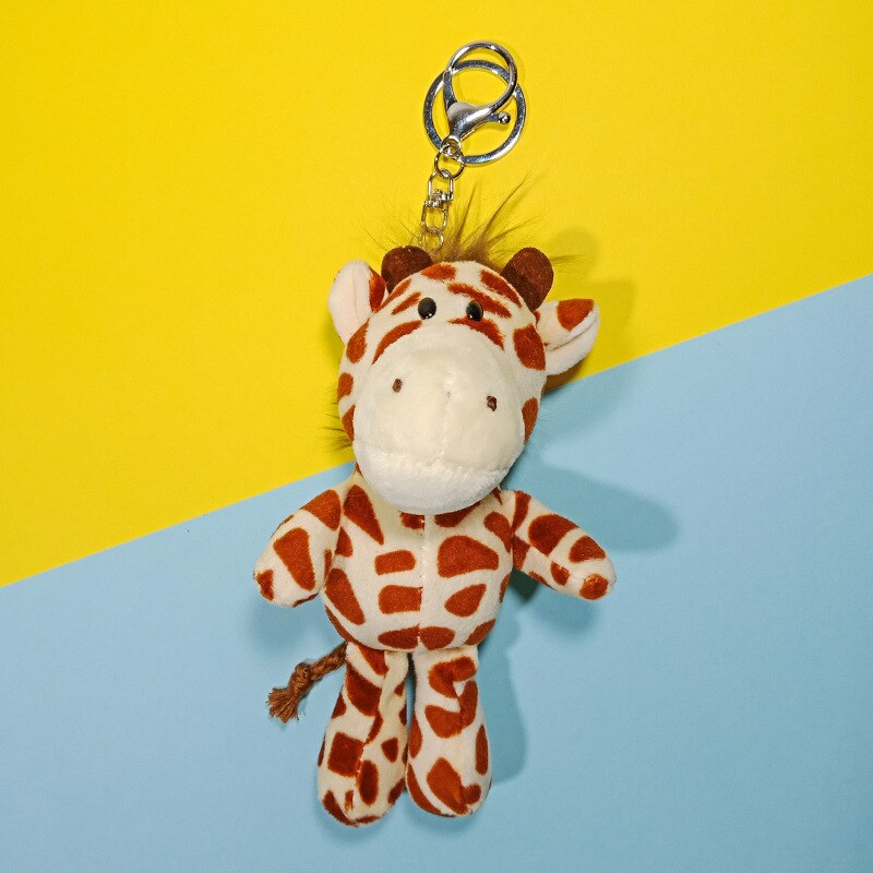 Cute Cartoon Animal Plush Keychain 15Cm Turtle Elephant Tiger Lion Hippo Raccoon Bulldog Bulldog Cat Penguin Monkey Plush Toy: Deep deer