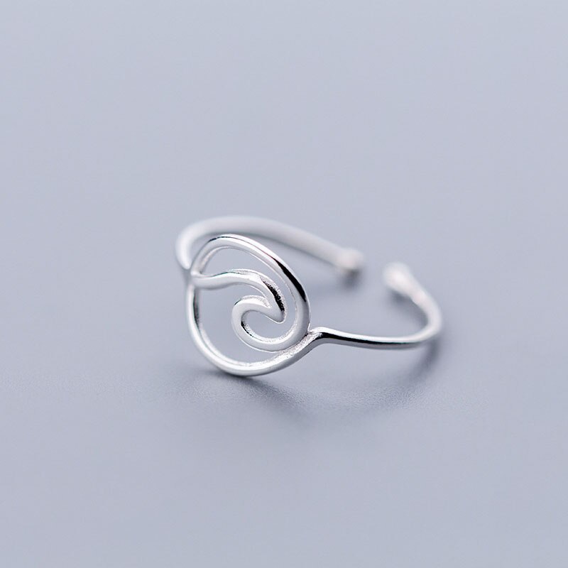 INZATT Echt 925 Sterling Silber Geometrische Hohle Runde Welle öffnung Ring Für Frauen Partei Edlen Schmuck Punk
