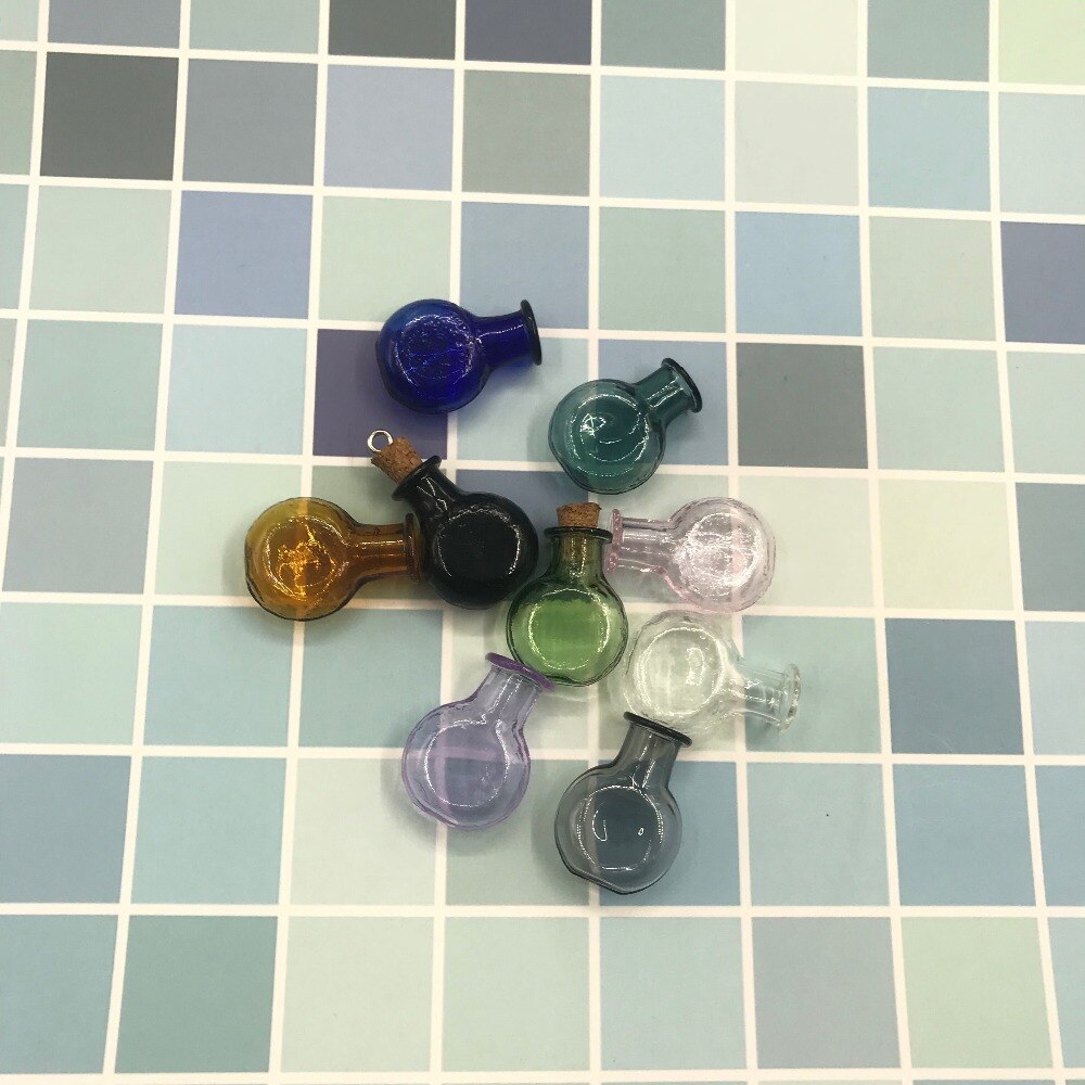 Collier à faire-même bouteilles en liège | Mini bouteilles, verre plat 9 couleurs, pendentifs, pendentif bouteilles pour mariage, bocaux , flacon bijoux à la 50 pièces