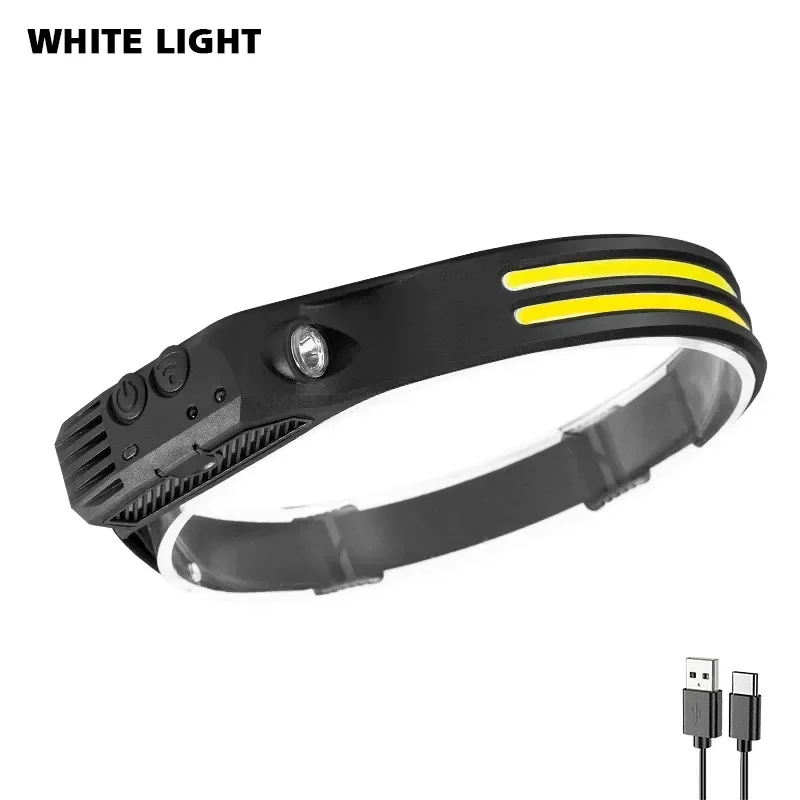 1-10Stck Induktion Scheinwerfer Kolben Scheinwerfer Eingebaute Batterie Taschenlampe USB Aufladbare Kopf Taschenlampe 5 Beleuchtung Modi Scheinwerfer: veränderbar / Beige