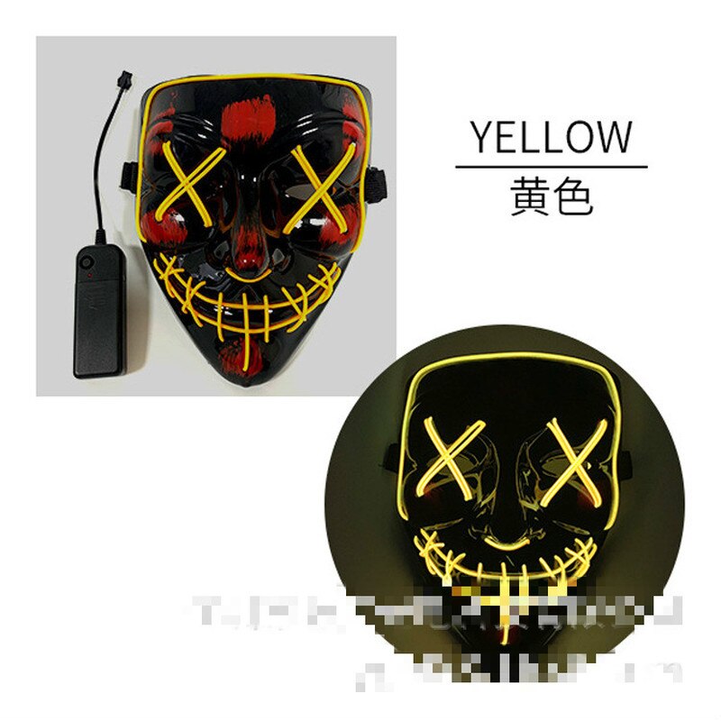 Halloween Luminous Mask Glitter Blood Horror Thriller LED Party Mask Party Mask Luminescent Carnival Light Mask: YELLOW