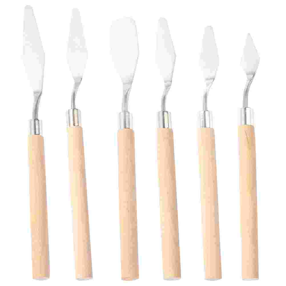 6pcs Painting Mixing Scraper Art Paint Spatulas Color Stirring Shovels Art Supplies: Default Title