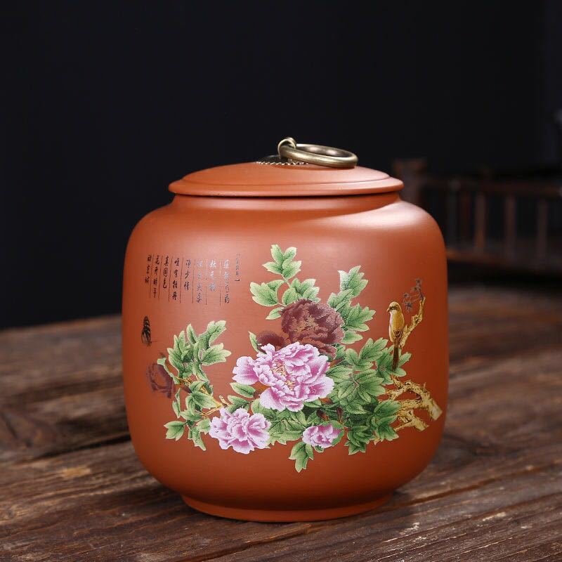 Chinese Purple Clay tea jar Tieguanyin containers travel tea bag storage box Portable Sealed porcelain tea caddy spice organizer: D