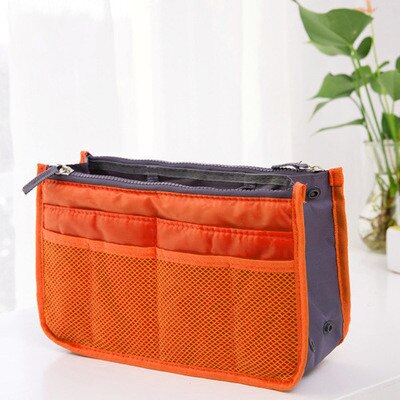 UOSC Organizer Bag Women Nylon Travel Insert Organizer Handbag Purse Large Liner Lady Makeup Cosmetic Bag Female Tote: orange