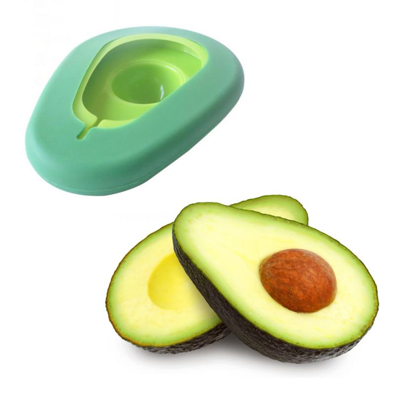 Visuell beröring grön 2 st avokado sparare silikon färsk mat huggers vikbar fruktbevarande tätningsskydd