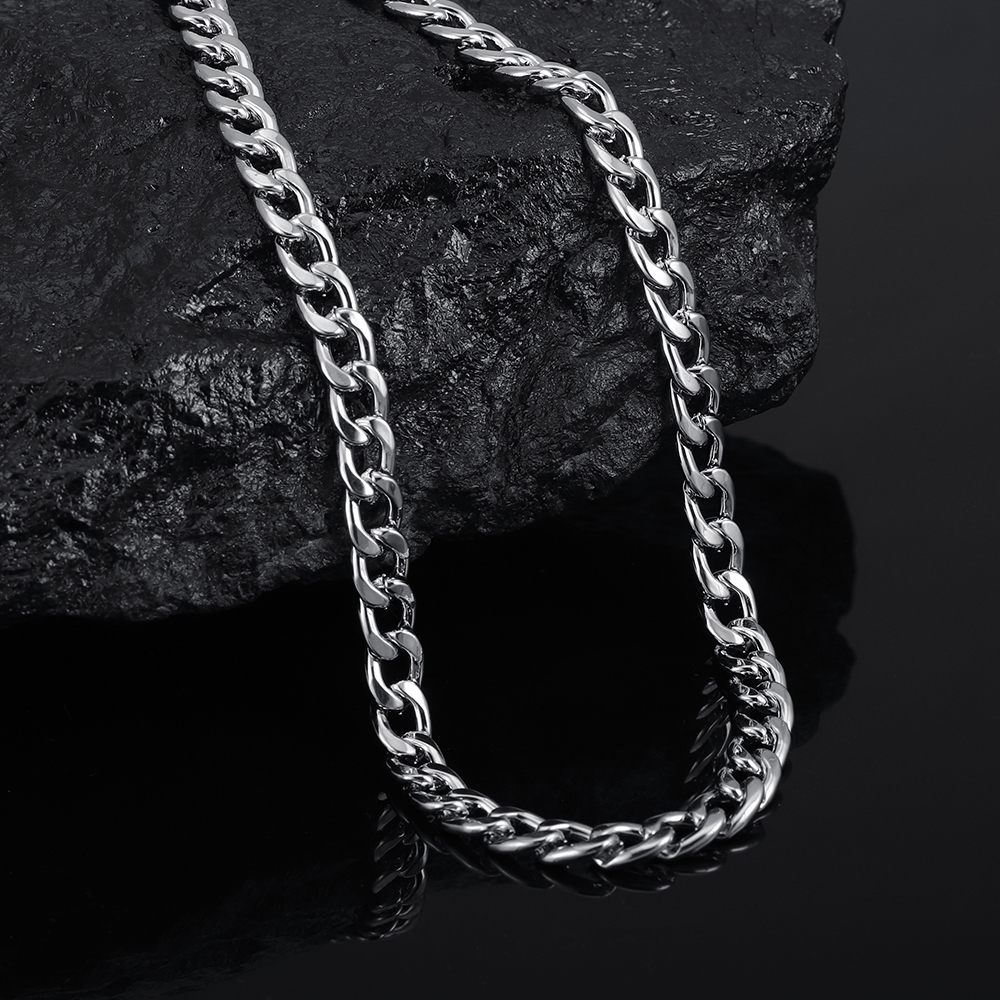 Classic Cuban Link Chain Smooth Necklace Jewelry Party Men and Women Suitable For All Occasions: 35cm / RED-BROWN