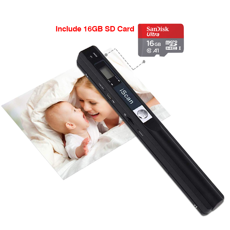 IScan Portable mini Scanner de documents sans fil USB A4 papier livre couleur photo numérisation d'image LCD affichage Portable JPG et PDF 900DPI