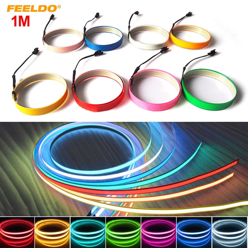 FEELDO 1m Electroluminescent Tape EL Wire Cold Light Strip Car Ambient Light DC 12V #MX4468