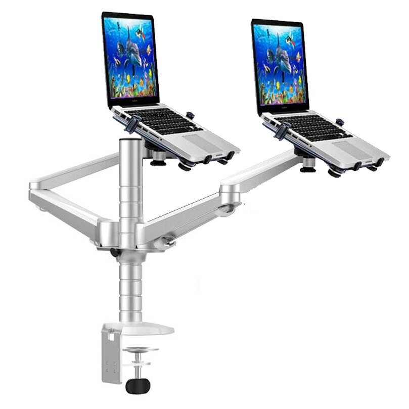 OA-12X Aluminium legierung 2 in 1 Halterung einstellbar Dual Arm doppel Laptop Schreibtisch stehen Halfter Für 10-15 zoll Laptop + 7 "-10" Tablette: OA-12X