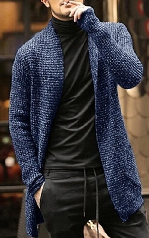 Efterår vinter cardigan herre sweater herre casual grå sorte herre sweatere s -3xl: Blå / M