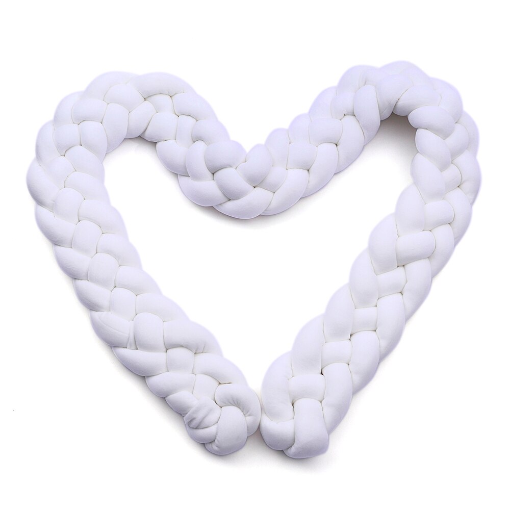 Baby Wieg Bumper Geknoopt Gevlochten Bumper Handgemaakte Zachte Knoop Kussen Pad Cradledecor Newborngift Wieg Protector Katoen: White 2M