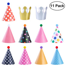11 pcs Happy Birthday Party Paper Birthday Party Decorations kids Hats DIY Crown Cap Child Decoration Supplies