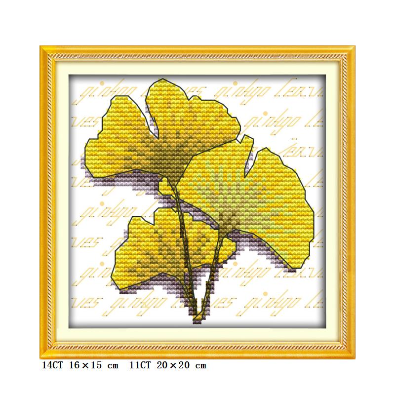 All kinds of leaves small size mini handmade DIY embroidery cross stitch maple leaf ginkgo leaves and other hanging paintings