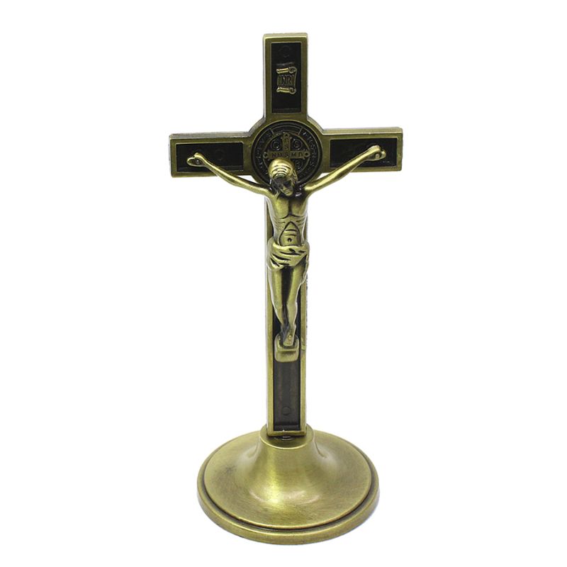 Kruis Kruisbeeld Christus Katholieke Jezus Religieuze Kerk Decoratie Stand Muur Antieke Huis Kapel Decor: Ancient bronze