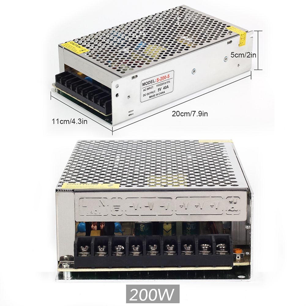DC 5V Lighting Transformers LED Driver Power Adapter 2A~80A ,10W~350W for LED Pixel Strip 5V Strip Light Switching Power Supply: 5V 200W 40A