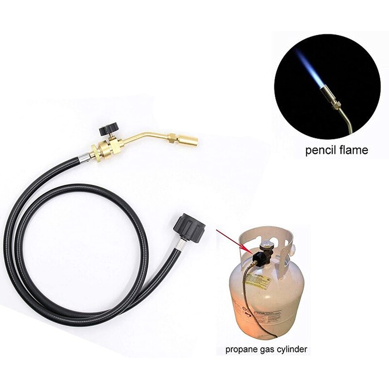 Kit de soplete de propano, boquilla de cabeza de soplete de soldadura de Gas de llama de latón con adaptador de propano, manguera que se conecta para soldar