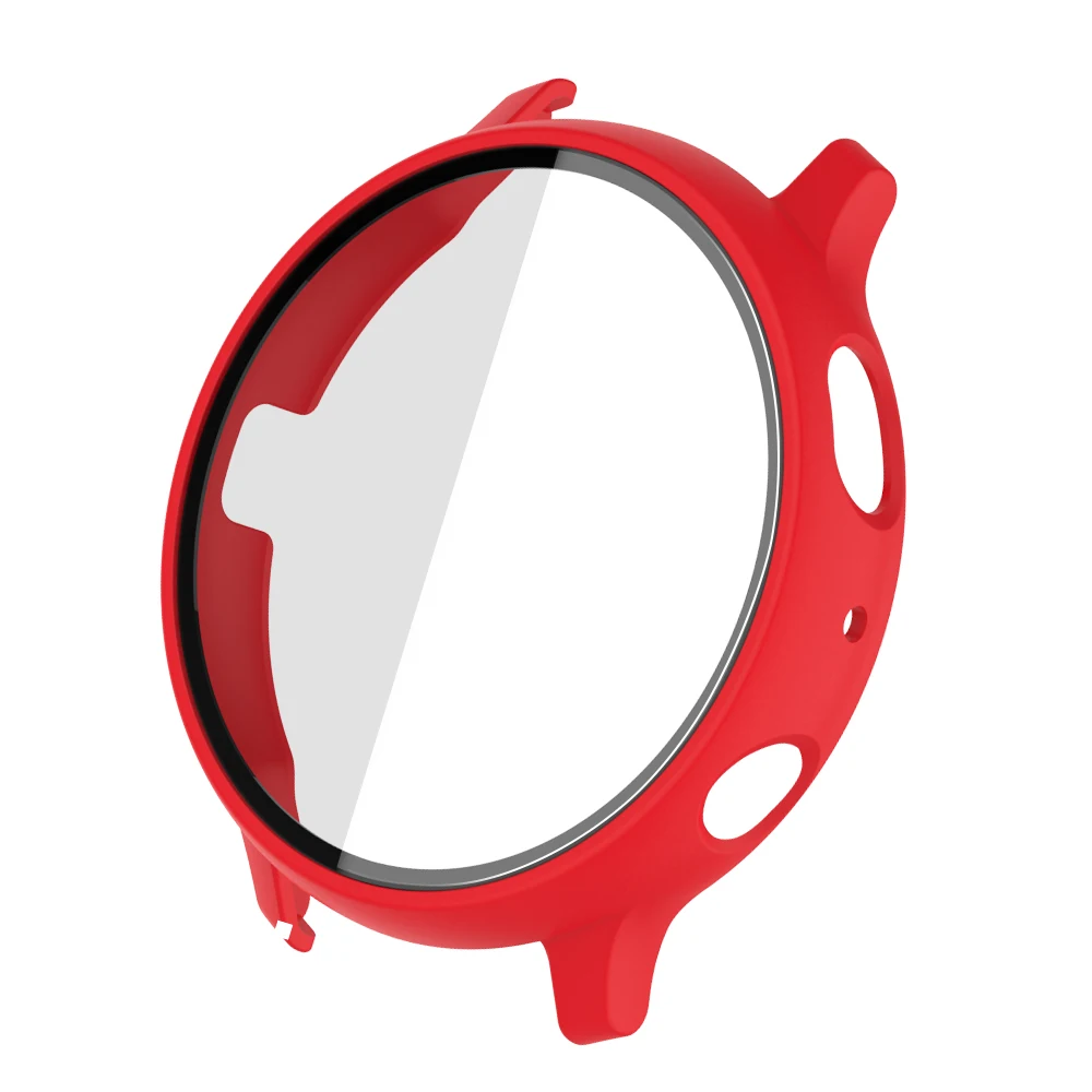 Matte Cover for Samsung Galaxy Watch Active 2 Case 44mm 40mm All Around Coverage Protective Bumpers Glass Screen Protector: Red / Active 2 44mm