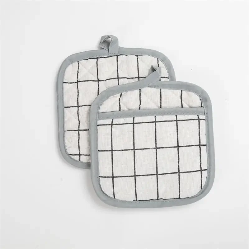 2pcs Kitchen Potholders Pad and Stove Oven Gloves Set Mitts Heat Resistant Thermal Anti-heat Take Pot Cooking Baking Gloves: Red