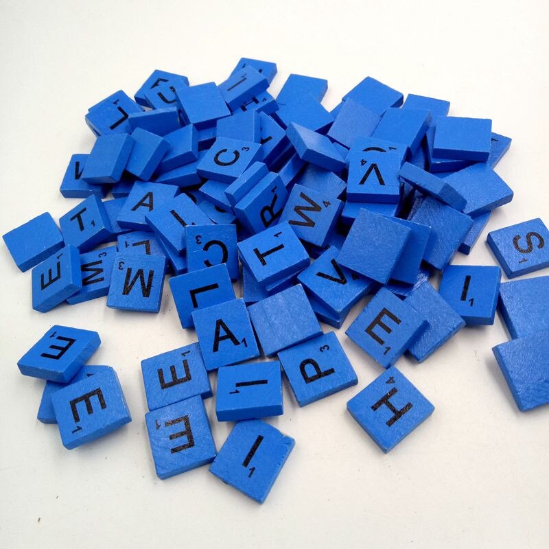 100 Scrabble de madera azulejos negro números y letras para manualidades alfabetos de madera rompecabezas educativos aprendizaje juguete puzle para niños