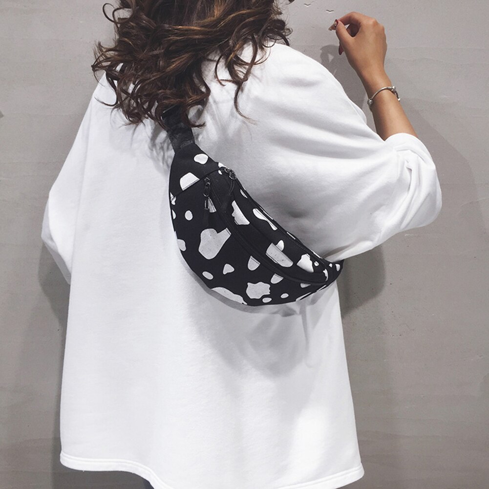 Frauen lässig Milch Kuh Druck Taille Taschen lässig Leinwand Einfache fanny Gürtel Pack Damen Kleine miserabel Schulter Umhängetaschen
