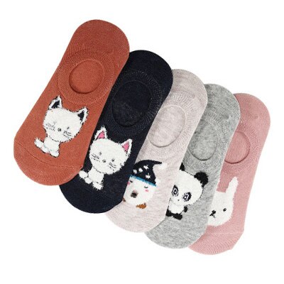 10 pieces = 5 pairs/lot Women&#39;s Invisible Socks Summer Cute Harajuku Animal Sock Cat Bear Rabbit Funny Low Cut Ankle Happy Socks: 13