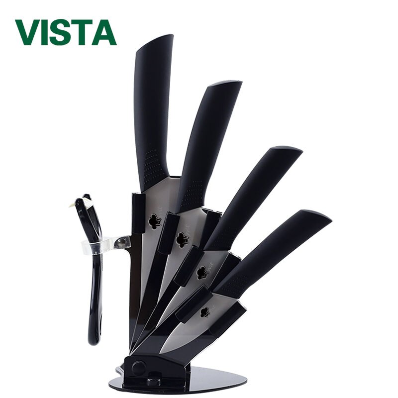 Köksknivar keramiska knivar tillbehörssats 3 " skärning 4 " verktyg 5 " skärning 6 " kockkniv+hållare+skalare vitt blad: Svart uppsättning