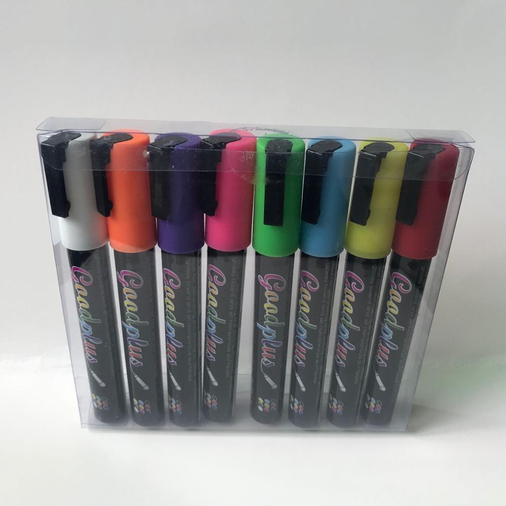 Flashcolor 6MM Vloeibare Krijt Fluorescerende Marker Pen 8 Kleuren/Set voor Wit/Schoolbord Zwarte Stickers Led schrijfbord