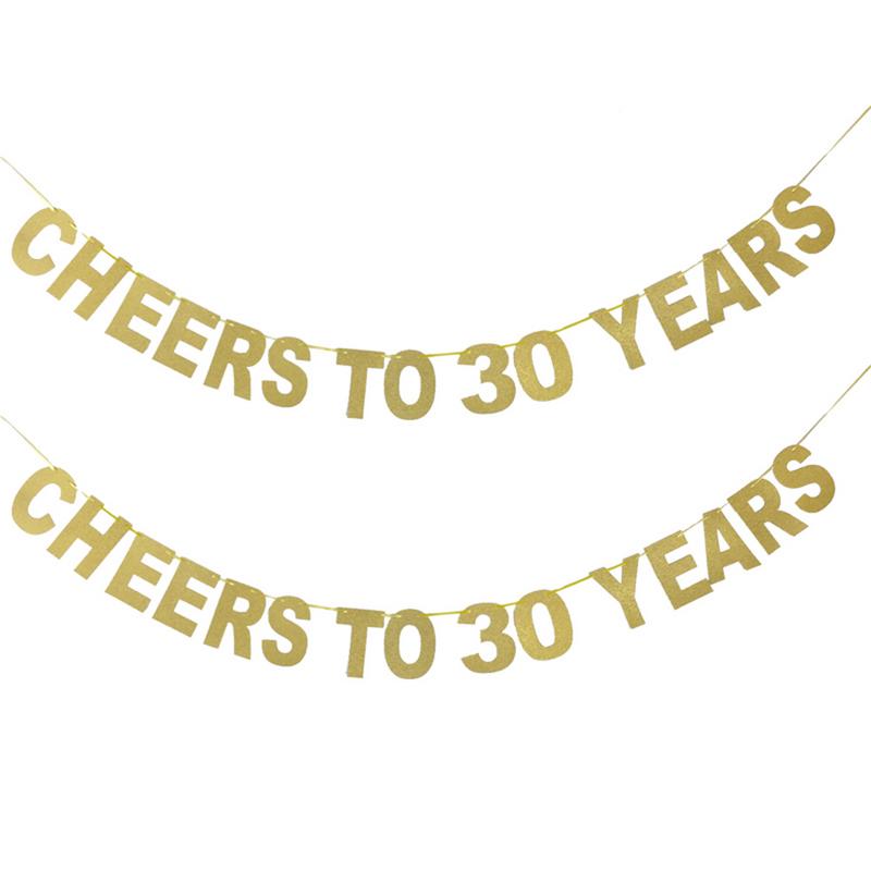 Gold Glitter Banner "cheers to 10/20/30/40/50/60/70/80/90 years" Garland Birthday Wedding Anniversary Party Celebration Supplies