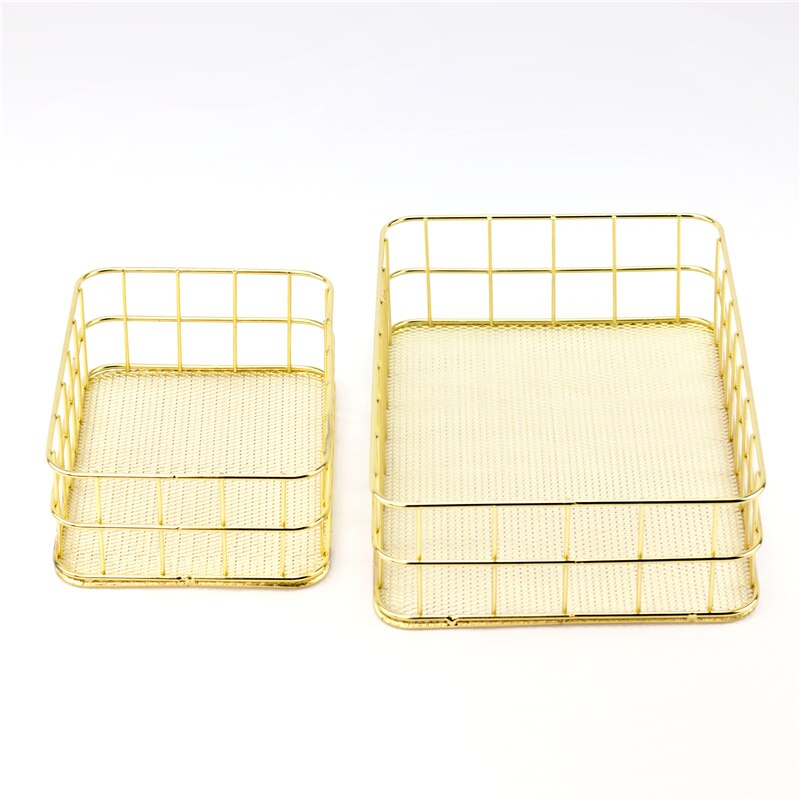 Nordic Makeup Organizer Basket Eyeliner Brush Set Storage Cup Rose Gold Iron Art Dressing Table Makeup Cosmetic Organizer Box