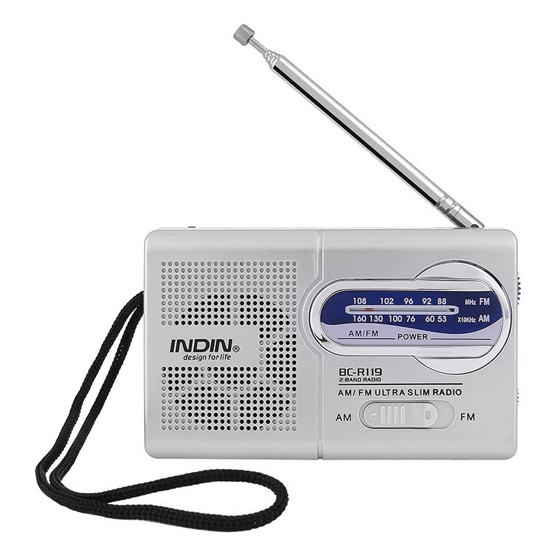 Przenośne radio AM FM zasilane bateryjnie Mini odbiornik radiowy z anteną Łatwe w użyciu dwuzakresowe radio do użytku wewnątrz i na zewnątrz: Srebrny
