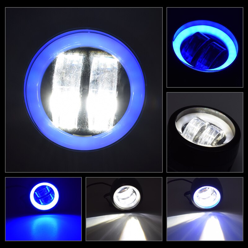 EURS 3inch LED Headlights DRL Angel eyes Spotlight Accessories headlamp 20W LED Motorcycle Spot 2000lm Halo Ring White Red Blue