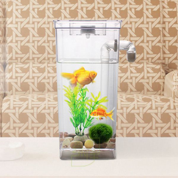 Ledet mini akvarium akvarium selvrensende akvarium skål praktisk skrivebord akvarium til kontor hjem dekoration kæledyr tilbehør