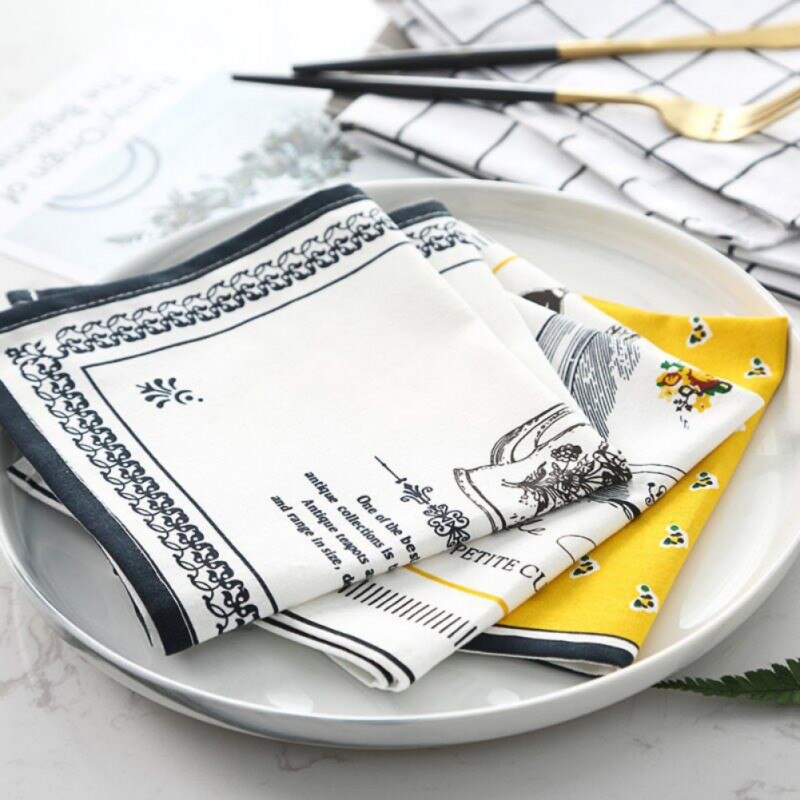 Thuis 31X35Cm Katoen Keuken Handdoek Europese Stijl Servetten Huishoudelijke Doek Servetten Anti-Slip Thee Handdoeken digitale Print Servet