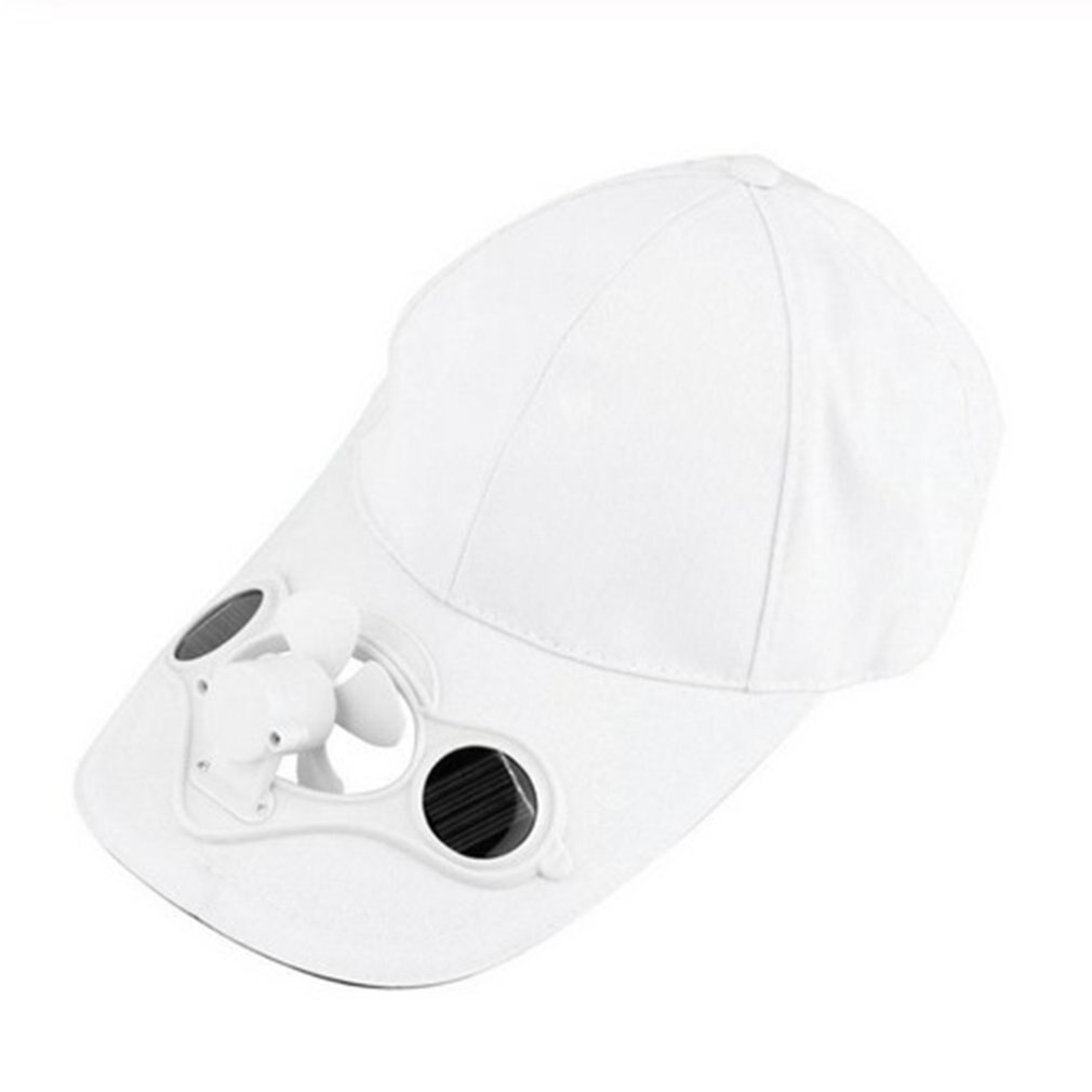 Solar Powered Rechargeable Battery Saving Fan Hat Summer -Fan Cooling Cap No Switch Breathable Thin Fan Hat: white no switch