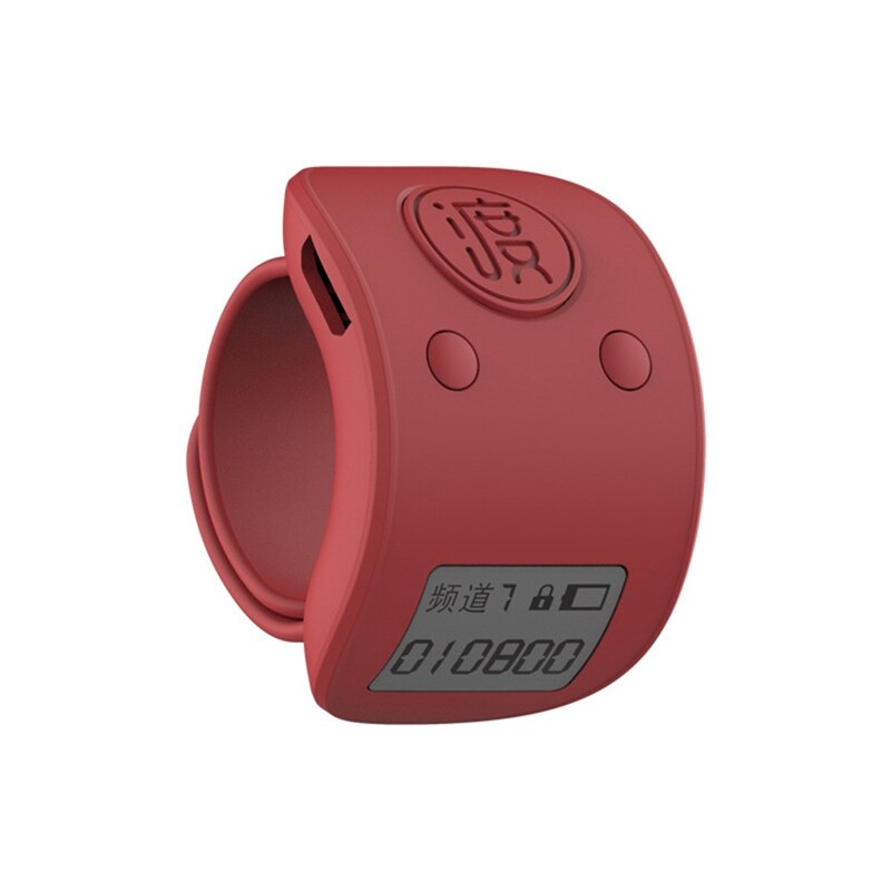 Mini-digital-lcd-fingerring-handzähler, 6- stellig, wiederaufladbar, klicker: Rot