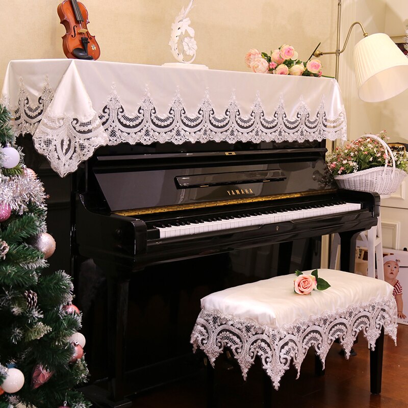 Piano Cover Lace Embroidered Cover Towel Piano Dust Cover Cloth Cover Double Single Music Stool Set