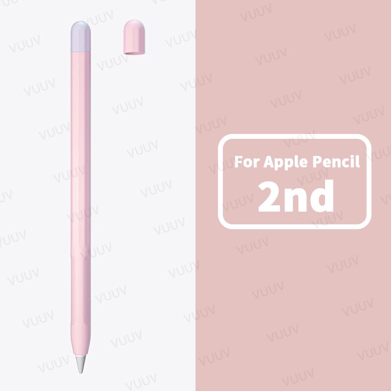 Étui souple en Silicone pour Apple Pencil, 1 ou 2 pièces, housse de protection Duotone, pour iPad de 1ère et 2ème génération: 2nd Pink