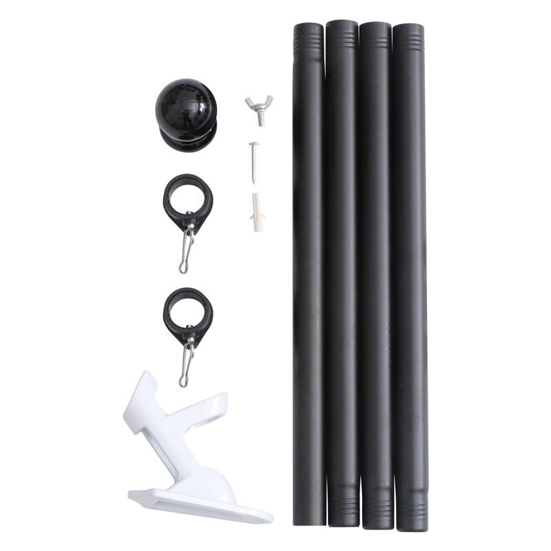 1 Set Vlaggenmast Kit Outdoor Wirwar Professionele Spinning Vlaggenmast Beugel Vlag Pole Houder: 200cm / Black
