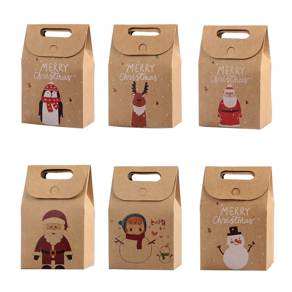 1pc kraftpapirposer juledåse kasse julemanden cookies pose xmas fest dekoration håndværk hjem indretning
