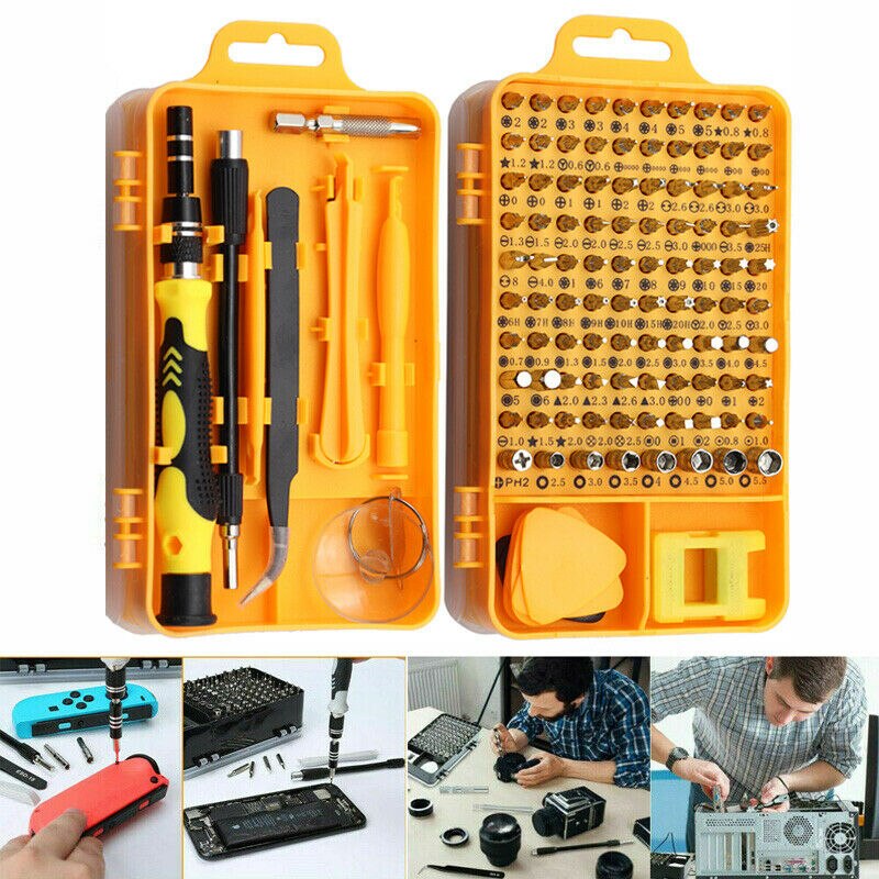 115 st skruvmejsel set mini precisionsskruvmejsel multi dator pc mobiltelefon enhet reparation isolerade handverktyg för hem: Gul