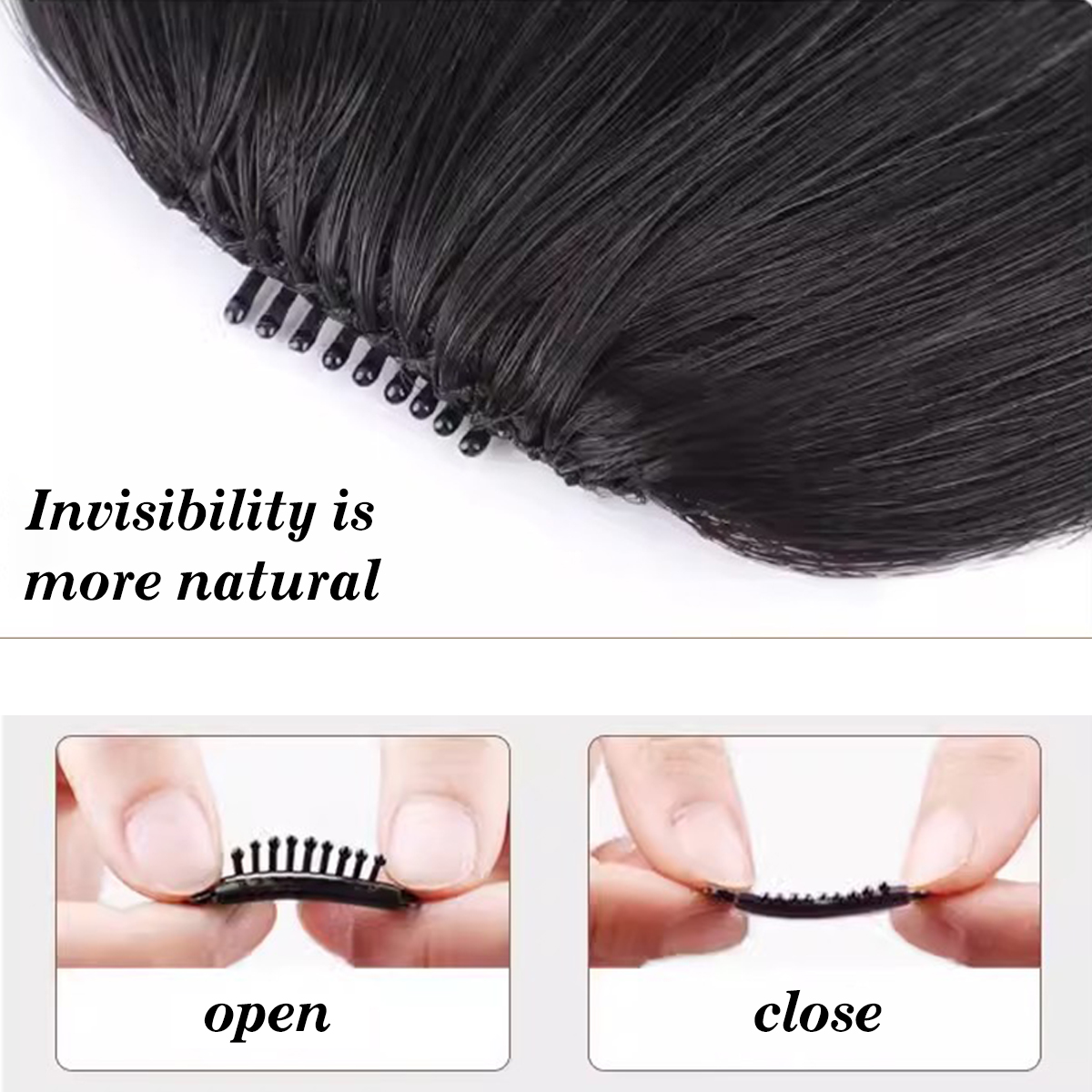 Flequillo de pelo sintético Natural, accesorios para el cabello, extensión de cabello con Clip para la frente para mujer con curvatura Natural de patillas