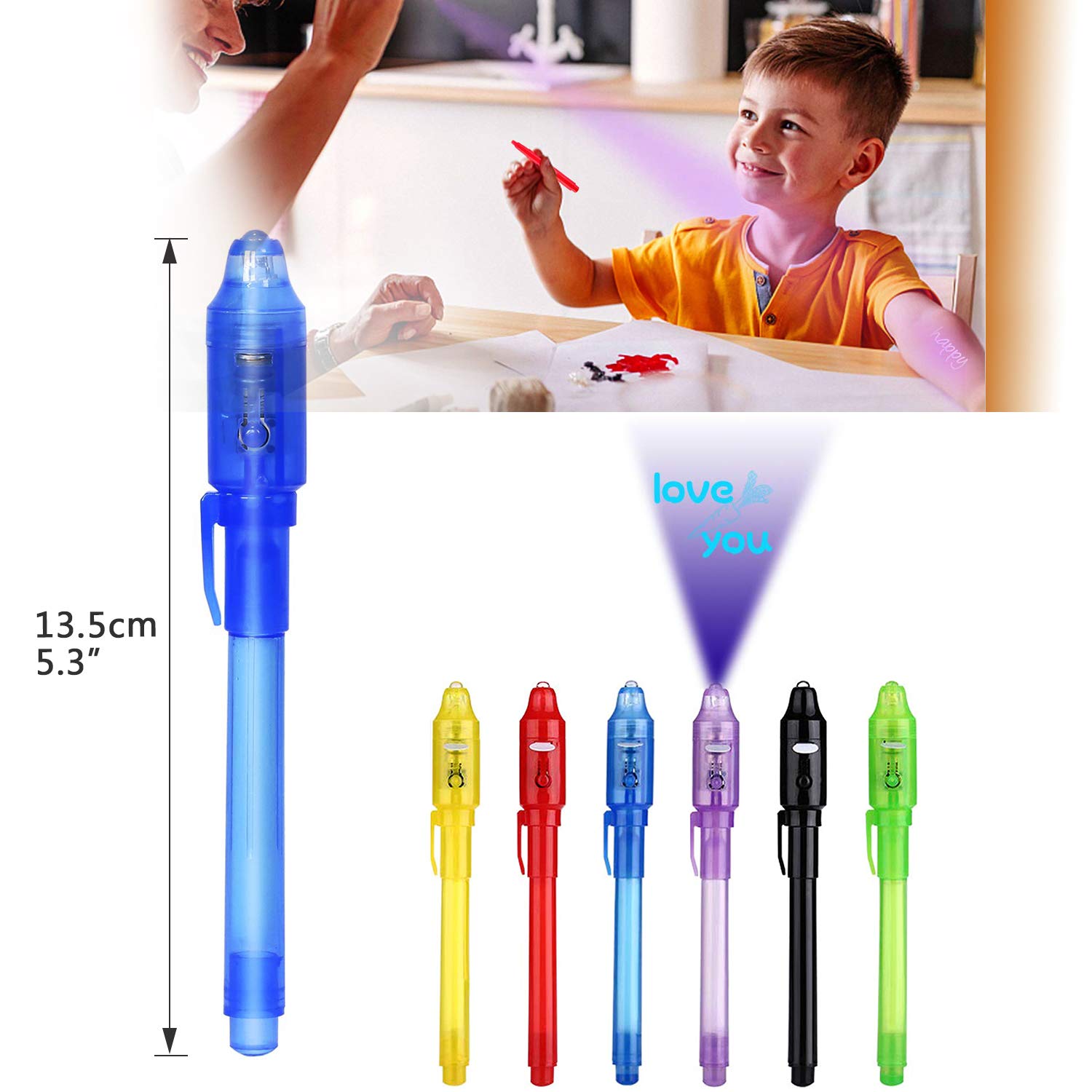 Stylo à encre Invisible avec lumière violette, gadget espion ninja pour écrire des messages secrets pour noël, Thanksgiving, d&#39;halloween