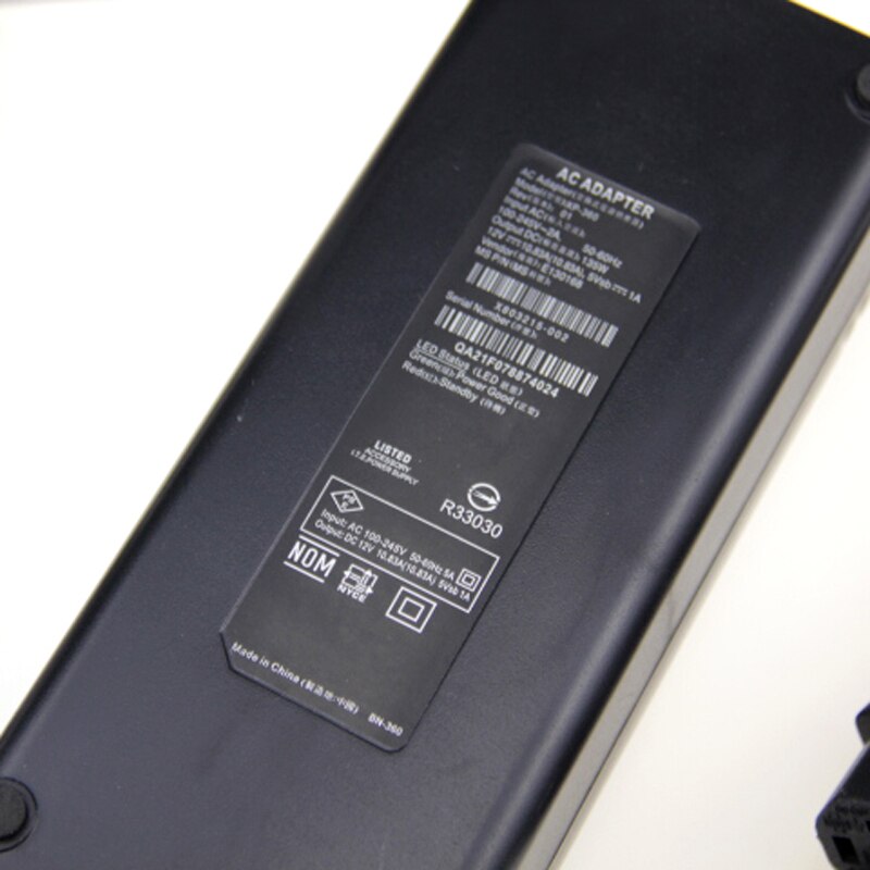 Us plug ac adapter strömförsörjning laddare kabel sladd tegel för xbox 360 slim xbox 360 slim ac adapter konsol med eu kontakt optiona