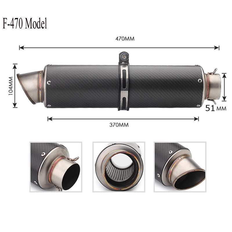 Carbon Fiber Motorcycle Exhaust Pipe Muffler Escape F800r trk502 gsxr750 msx125 cb650f z750 z900 z1000 pcx125 tmax 530