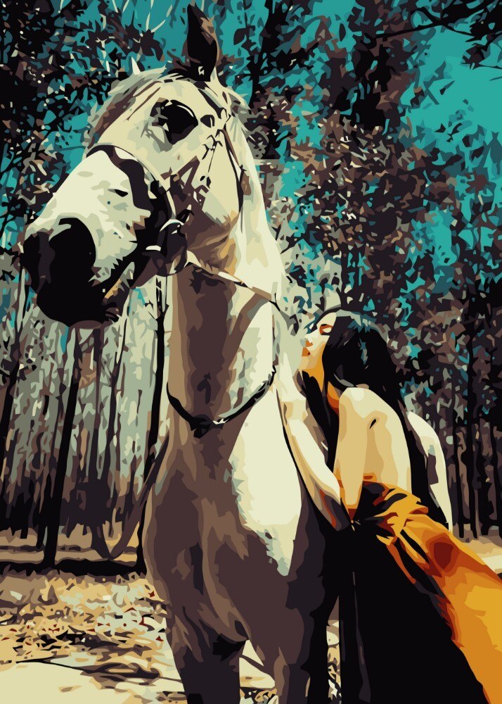 AZQSD Painting By Numbers Horse Series Handmade DIY Abstract Oil Paint By Number Canvas Kits Animal Home Decor SZGD063: SZGD066