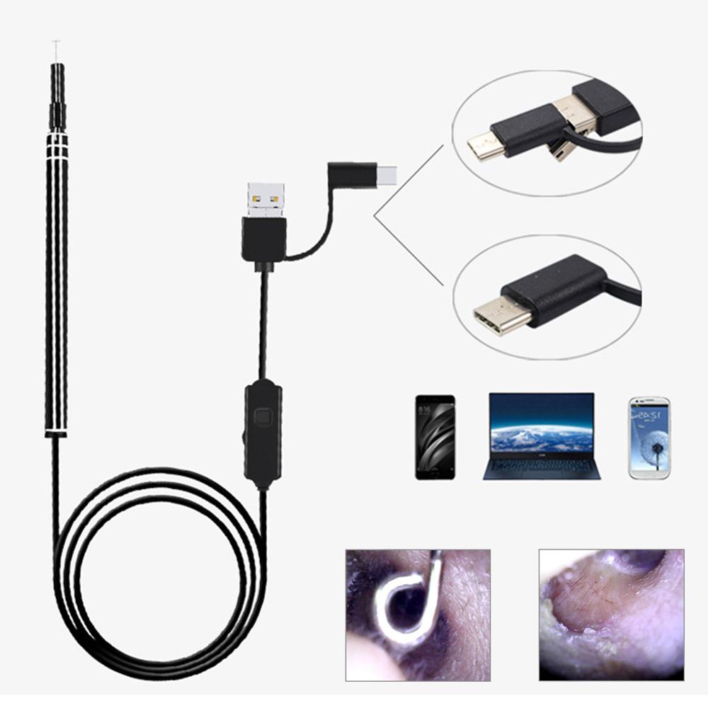 3 in 1 USB Oor Schoonmaken Endoscoop Visuele Earpick Met Mini Camera HD Oor Schoonmaken Tool