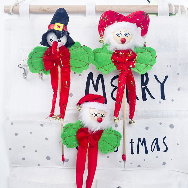 Kerst Klokken Pluche Pop Kids Speelgoed Decor Hand Ring Klokken Met Houten Handvat Thuis Ornamenten Adornos De Navidad